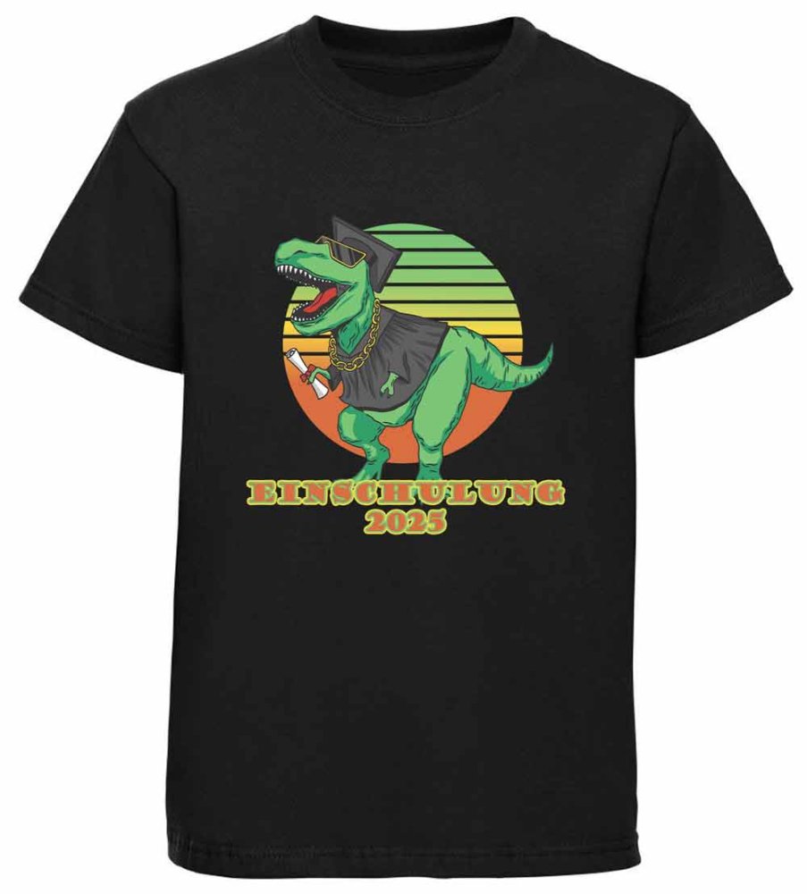 Bedrucktes Kinder T-Shirt „ with T-Rex with robe and mortarboard“ i35